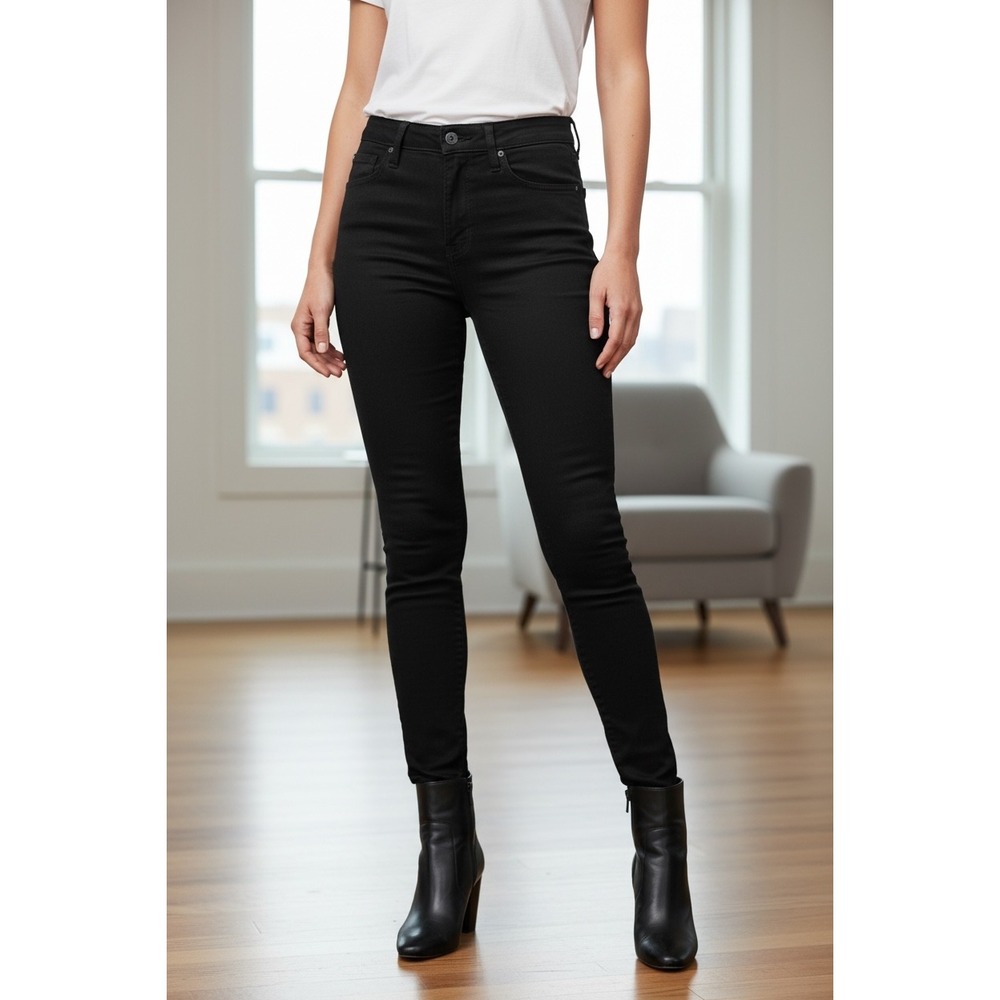 Reiss Denim Black‎ Skinny Jeans Womens Size 27 Mid Rise Stretch Tencel Blend